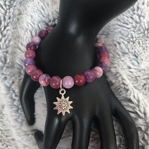 Beautiful mix purple & berry beaded sun bracelet
